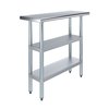 Amgood 14x36 Prep Table with Stainless Steel Top and 2 Shelves AMG WT-1436-2SH
